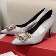 Roger Vivier Flower crystal-embellished satin pumps