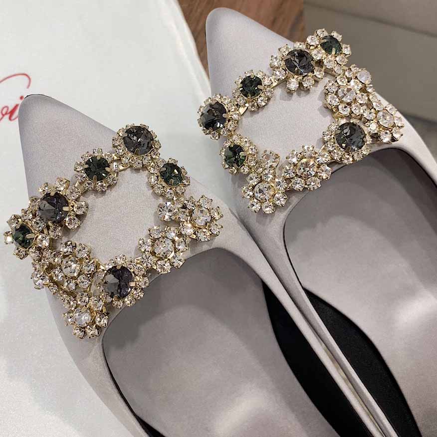 Roger Vivier Flower crystal-embellished satin pumps