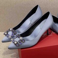 Roger Vivier Flower crystal-embellished satin pumps