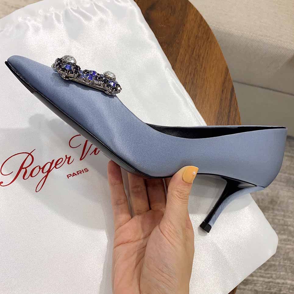 Roger Vivier Flower crystal-embellished satin pumps