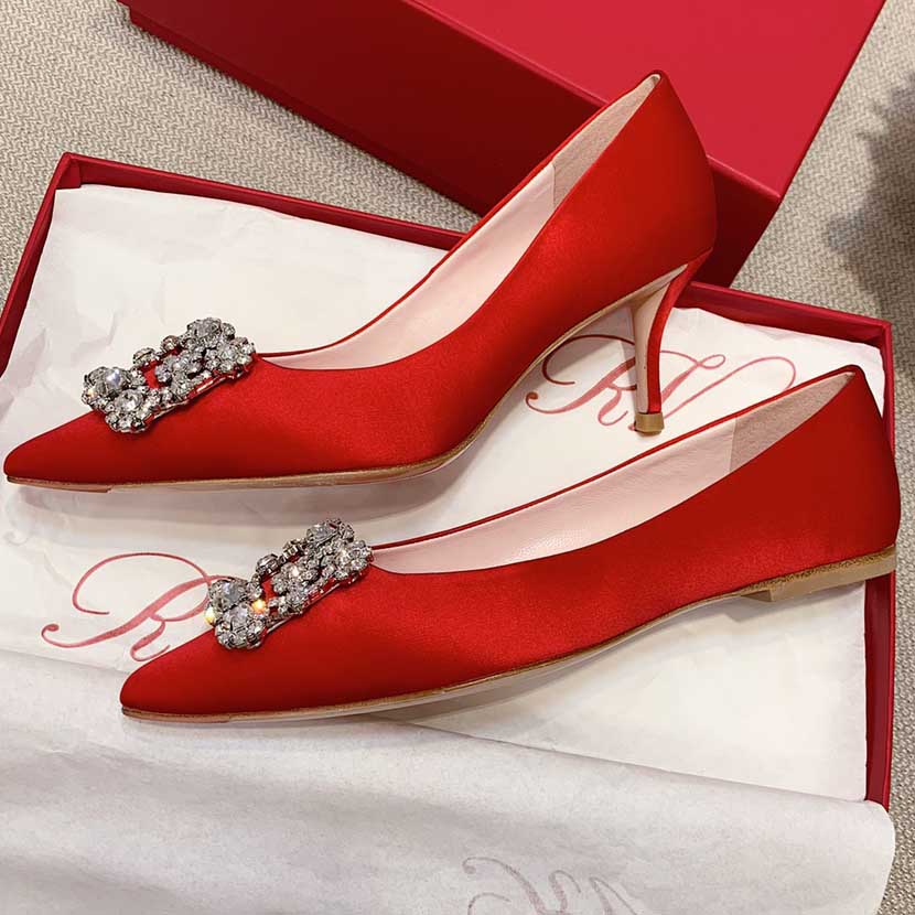 Roger Vivier Flower crystal-embellished satin pumps