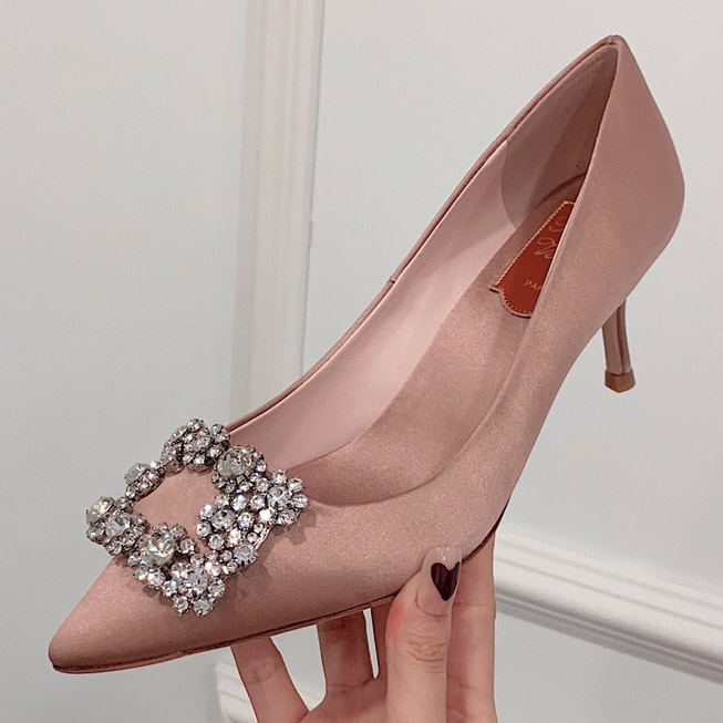 Roger Vivier Flower crystal-embellished satin pumps