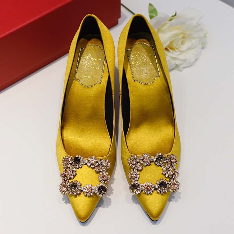 Roger Vivier Flower crystal-embellished satin pumps