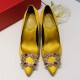 Roger Vivier Flower crystal-embellished satin pumps