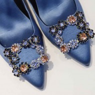 Roger Vivier Flower crystal-embellished satin pumps