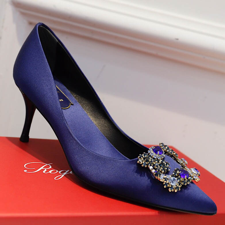 Roger Vivier Flower crystal-embellished satin pumps