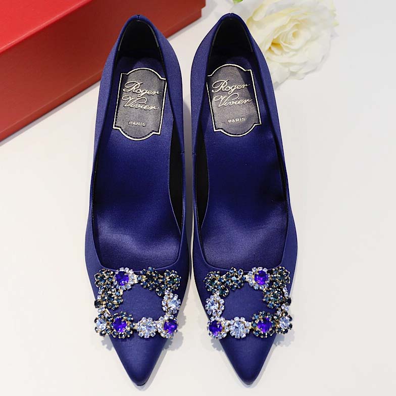 Roger Vivier Flower crystal-embellished satin pumps