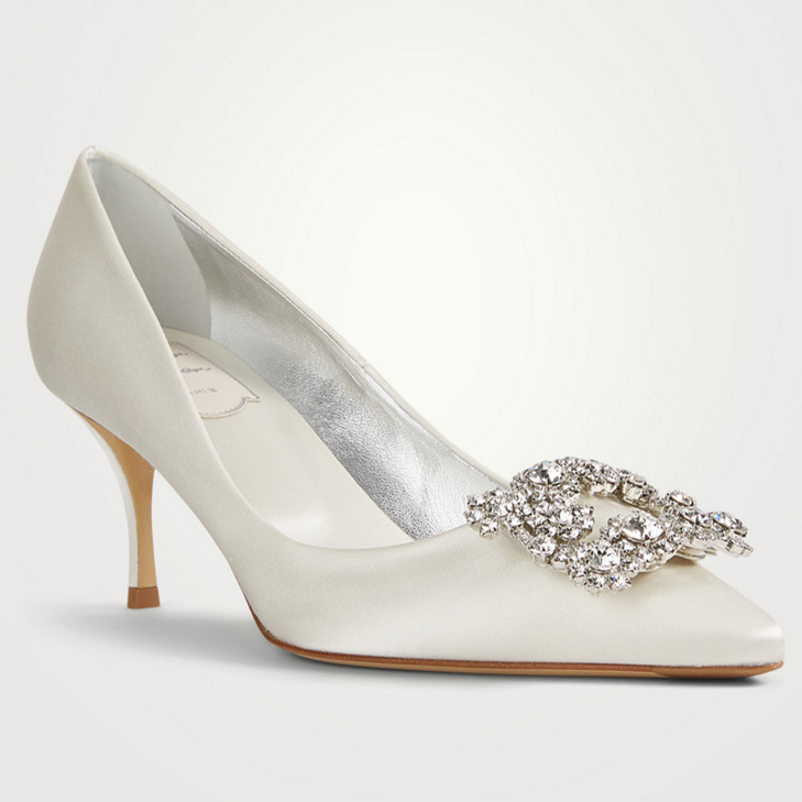 Roger Vivier Flower crystal-embellished satin pumps