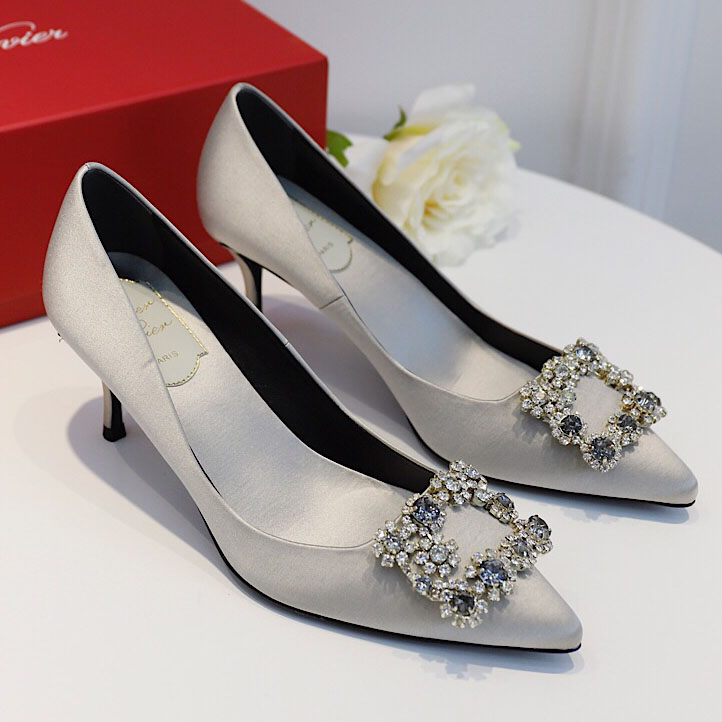 Roger Vivier Flower crystal-embellished satin pumps