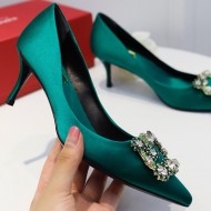 Roger Vivier Flower crystal-embellished satin pumps