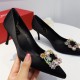 Roger Vivier Flower crystal-embellished satin pumps