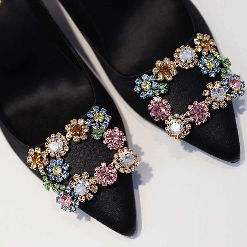 Roger Vivier Flower crystal-embellished satin pumps