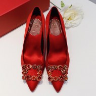 Roger Vivier Flower crystal-embellished satin pumps