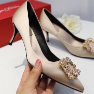 Roger Vivier Flower crystal-embellished satin pumps