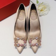 Roger Vivier Flower crystal-embellished satin pumps