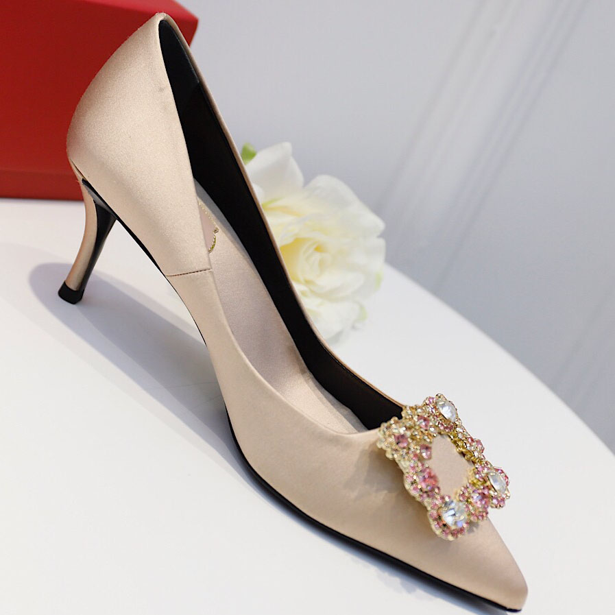 Roger Vivier Flower crystal-embellished satin pumps