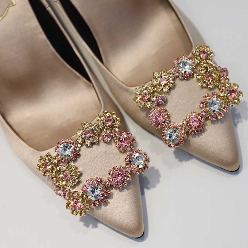 Roger Vivier Flower crystal-embellished satin pumps