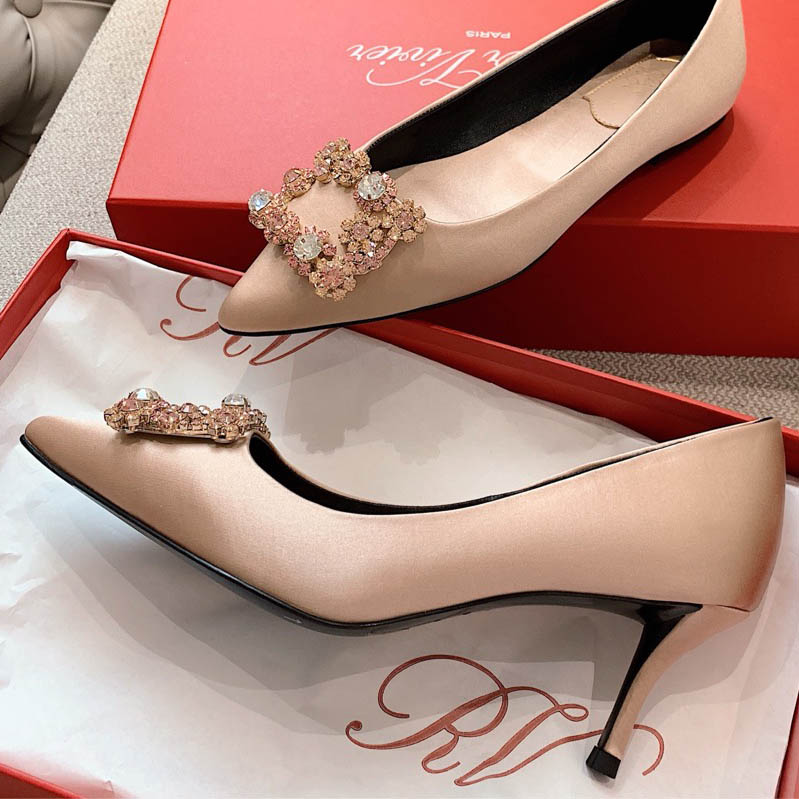 Roger Vivier Flower crystal-embellished satin pumps