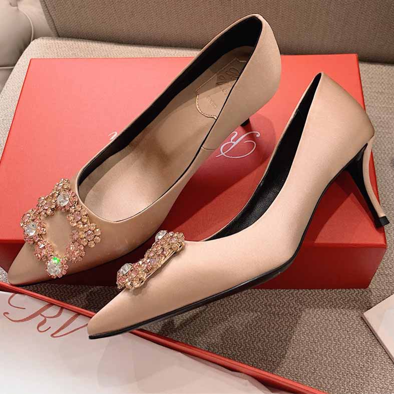 Roger Vivier Flower crystal-embellished satin pumps