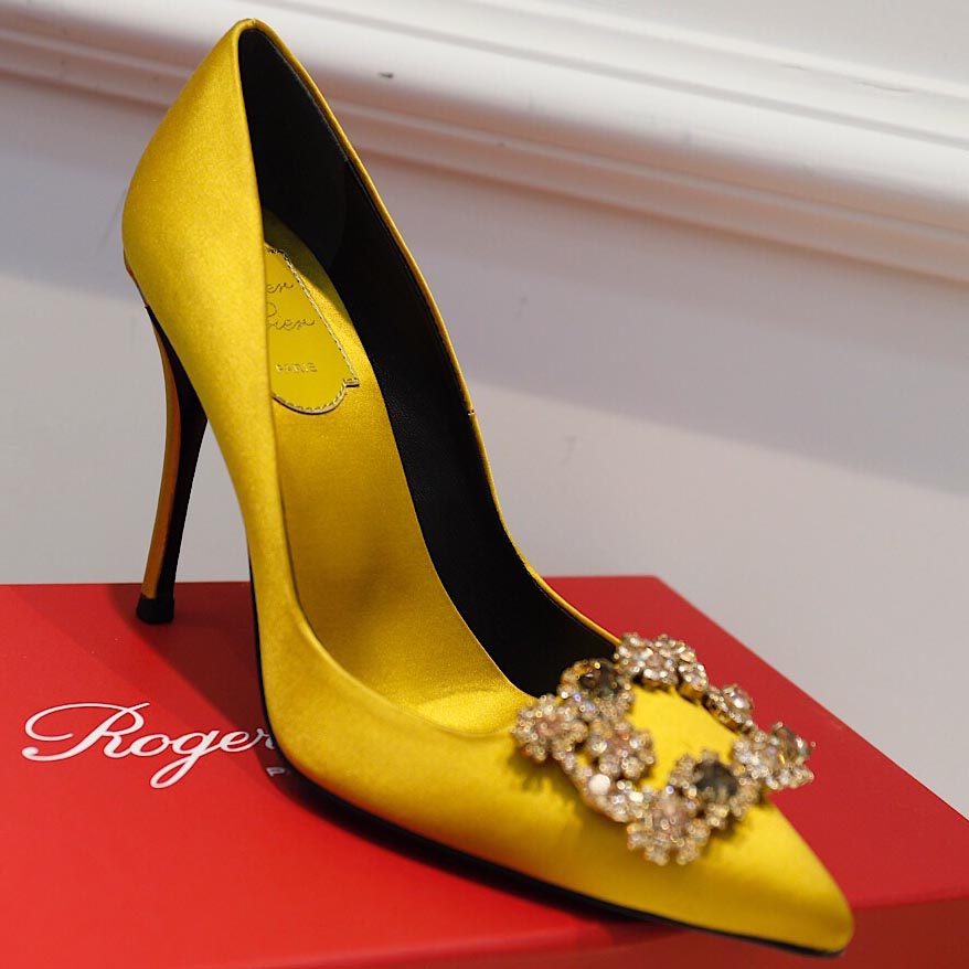 Roger Vivier Flower crystal-embellished satin pumps