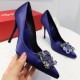 Roger Vivier Flower crystal-embellished satin pumps