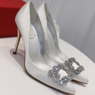 Roger Vivier Flower crystal-embellished satin pumps