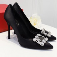 Roger Vivier Flower crystal-embellished satin pumps