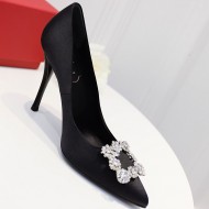 Roger Vivier Flower crystal-embellished satin pumps