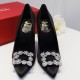 Roger Vivier Flower crystal-embellished satin pumps