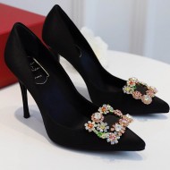 Roger Vivier Flower crystal-embellished satin pumps