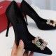 Roger Vivier Flower crystal-embellished satin pumps