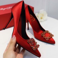 Roger Vivier Flower crystal-embellished satin pumps