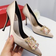 Roger Vivier Flower crystal-embellished satin pumps