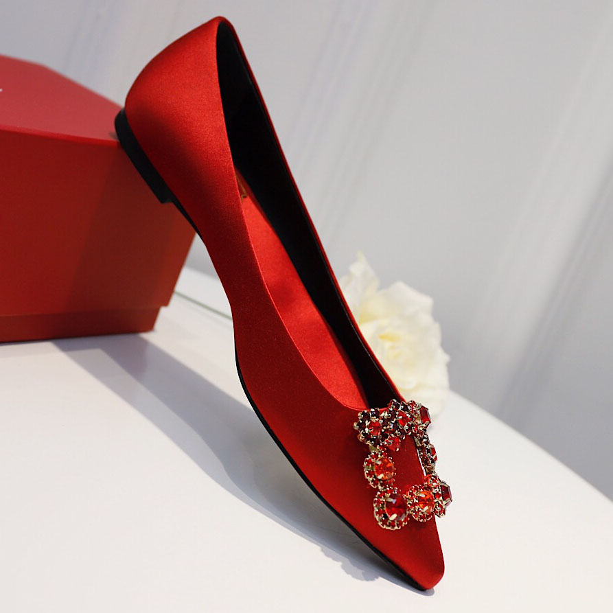 Roger Vivier Flower crystal-embellished satin flats