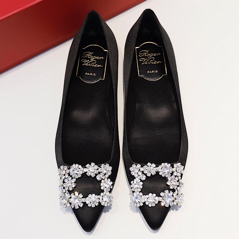 Roger Vivier Flower crystal-embellished satin flats