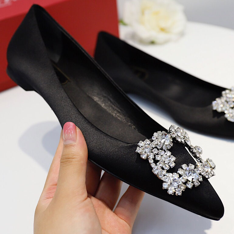 Roger Vivier Flower crystal-embellished satin flats