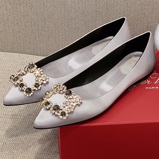 Roger Vivier Flower crystal-embellished satin flats