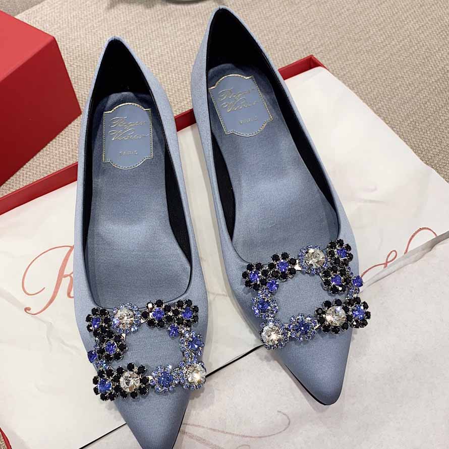 Roger Vivier Flower crystal-embellished satin flats