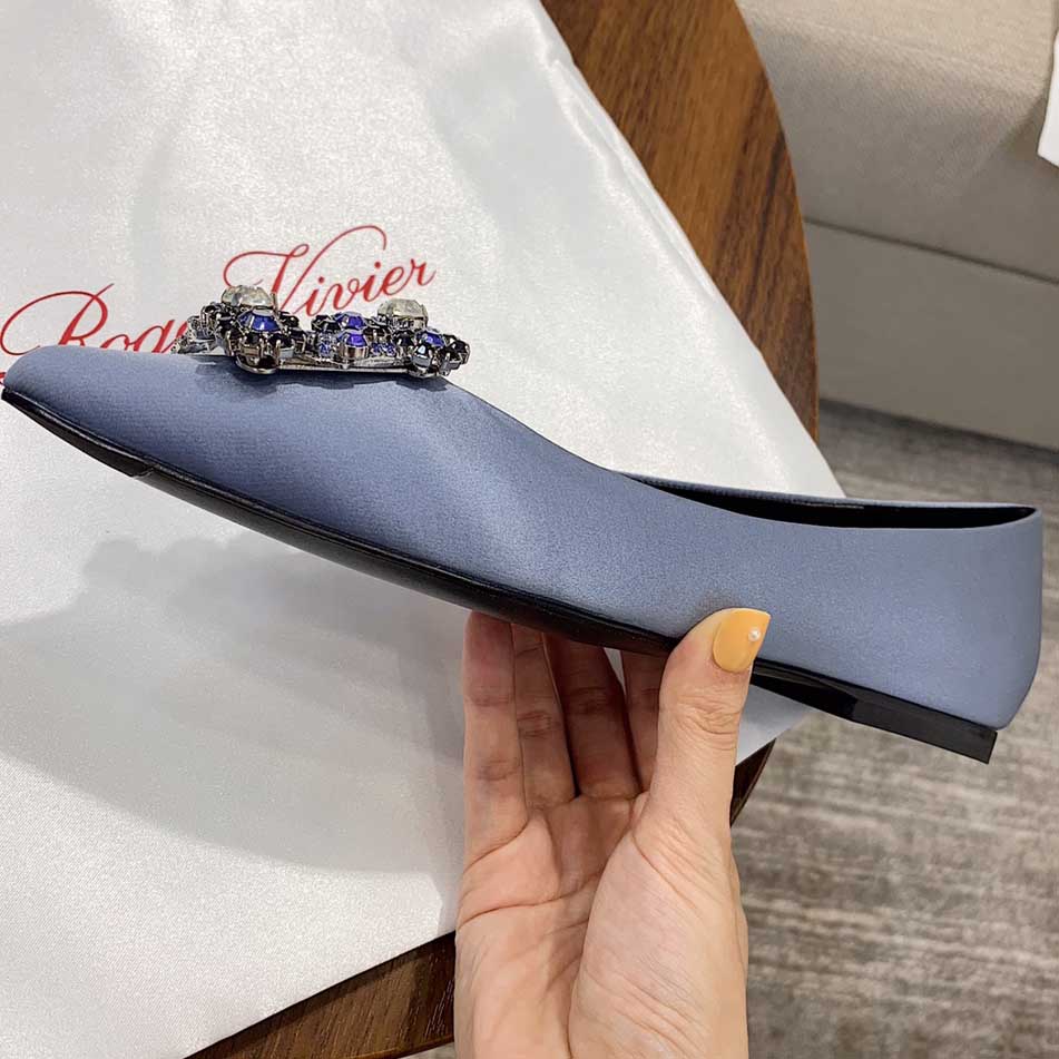 Roger Vivier Flower crystal-embellished satin flats