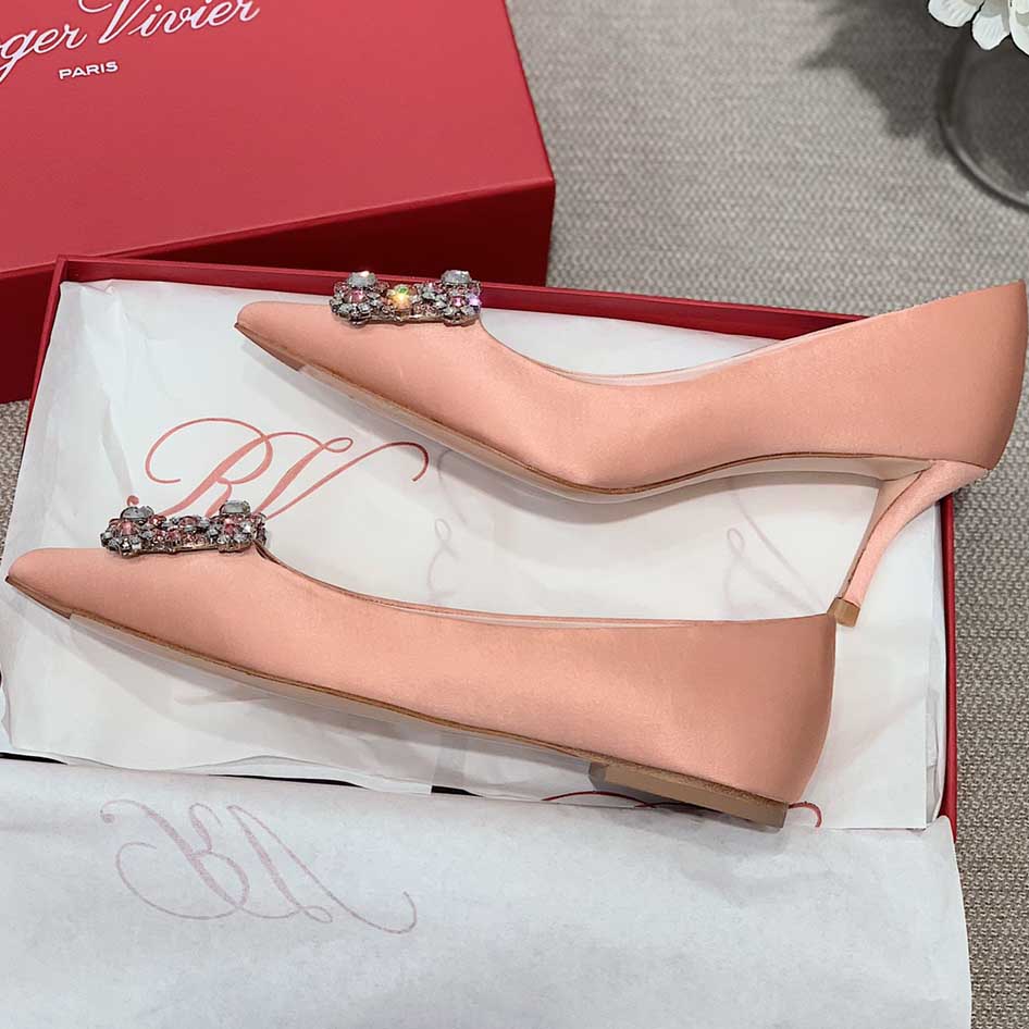 Roger Vivier Flower crystal-embellished satin flats