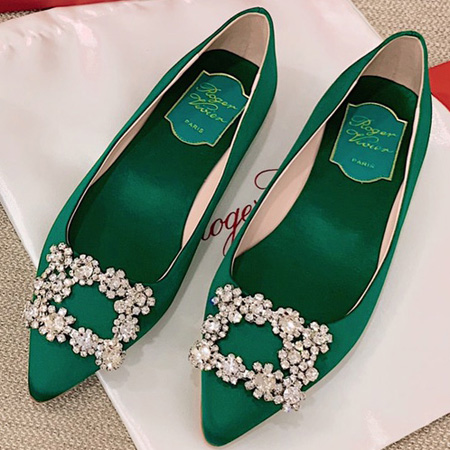 Roger Vivier Flower crystal-embellished satin flats