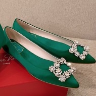 Roger Vivier Flower crystal-embellished satin flats