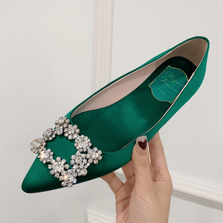 Roger Vivier Flower crystal-embellished satin flats