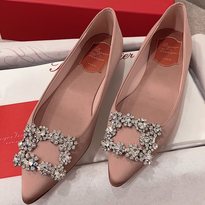 Roger Vivier Flower crystal-embellished satin flats