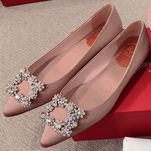 Roger Vivier Flower crystal-embellished satin flats