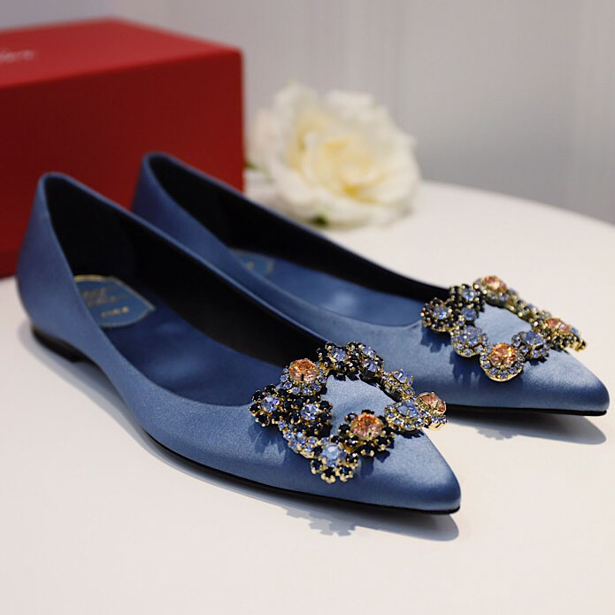 Roger Vivier Flower crystal-embellished satin flats