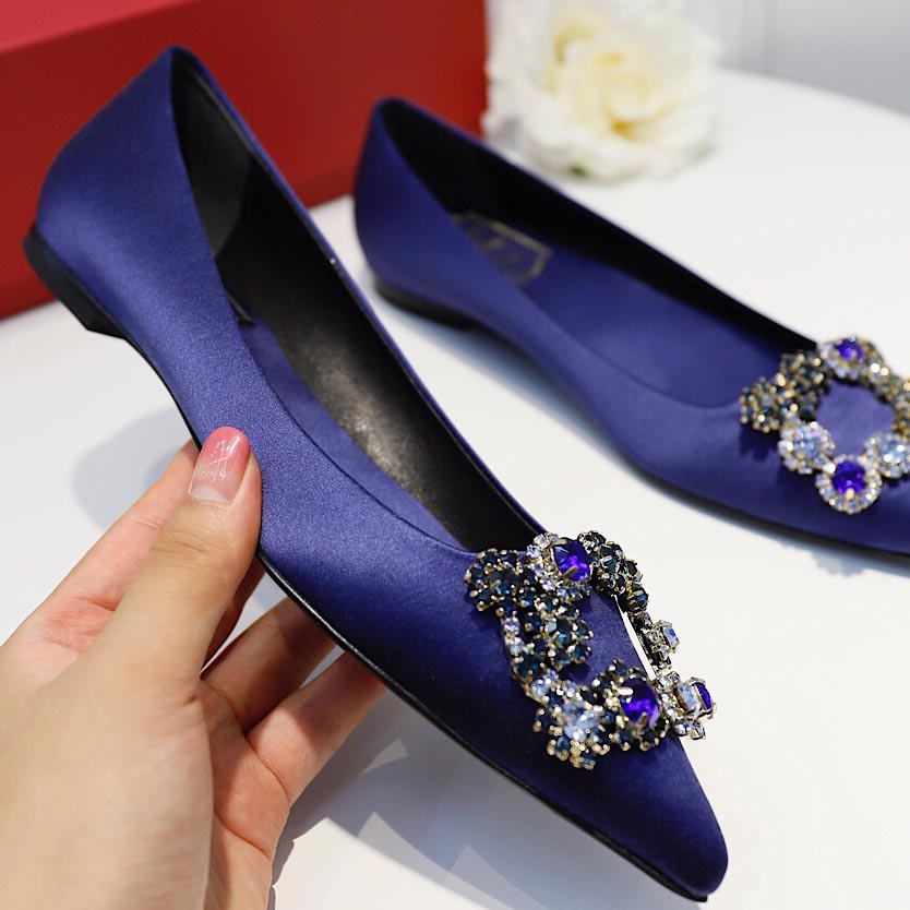 Roger Vivier Flower crystal-embellished satin flats