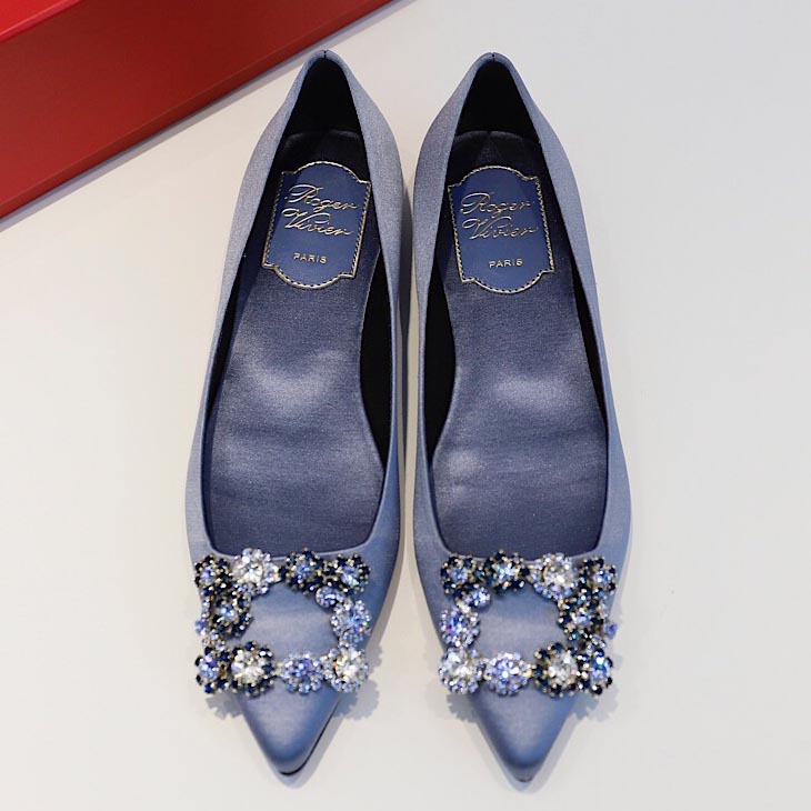 Roger Vivier Flower crystal-embellished satin flats