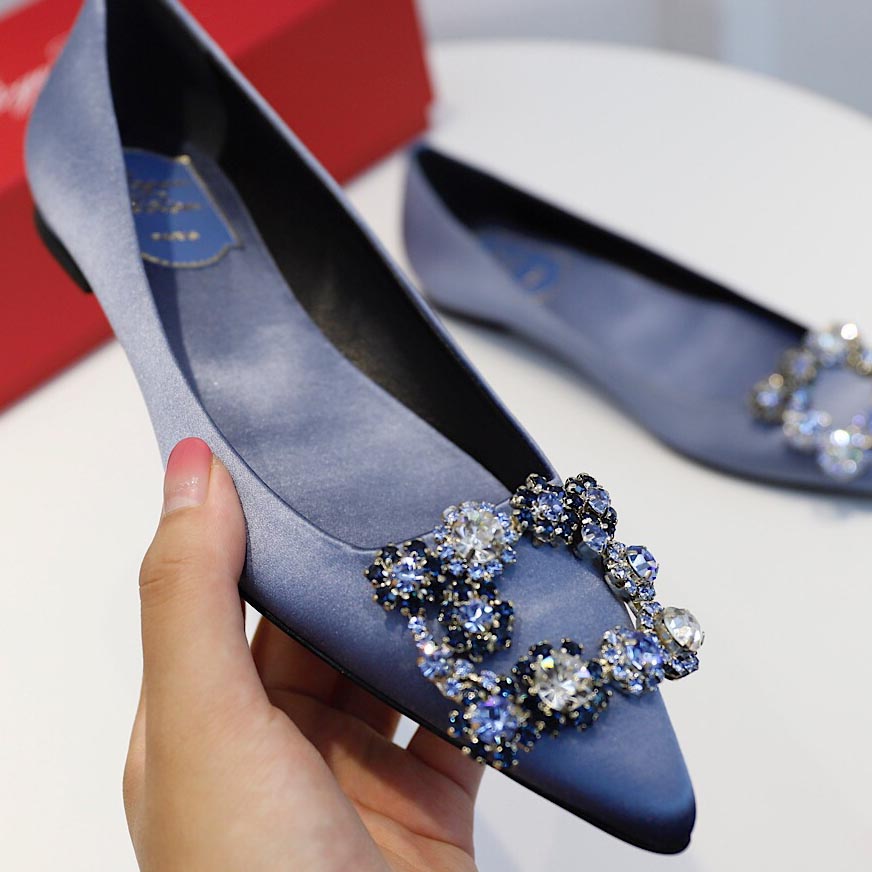 Roger Vivier Flower crystal-embellished satin flats