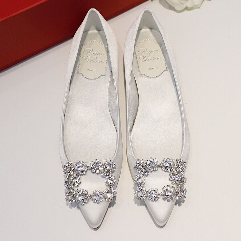 Roger Vivier Flower crystal-embellished satin flats